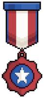 Pixel Art Medal Unabhängigkeitstag der Vereinigten Staaten 4. Juli Usa-Vektorsymbol für 8-Bit-Spiel auf weißem Hintergrund vektor