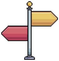 Pixel-Art-Schild. Wegweiser-Vektorsymbol für 8-Bit-Spiel auf weißem Hintergrund vektor