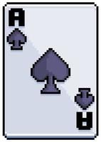 Pixelkunstkarte Pik-Ass Spielkartenvektorsymbol für 8-Bit-Spiel auf weißem Hintergrund vektor