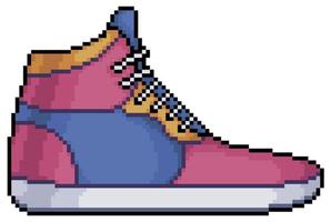 pixel art sneakers vektor ikon för 8-bitars spel på vit bakgrund
