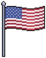 Pixel-Art-Flagge des US-Vektorsymbols der Vereinigten Staaten für 8-Bit-Spiel auf weißem Hintergrund vektor