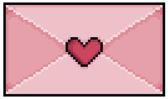 Pixelkunst romantischer Brief Valentinstag Vektorsymbol für 8-Bit-Spiel auf weißem Hintergrund vektor