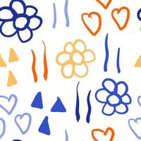 söt abstrakt doodle mönster med blommor, värmer, linjer i trendig stil vektor