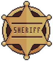 pixel art sheriff-emblem i stjärnform. polisens insignier vektorikon för 8-bitars spel på vit bakgrund vektor