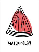 Wassermelonen-Doodle-Element-Vektorillustration vektor