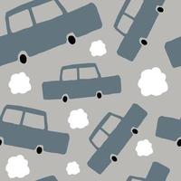 graue kindische autos mit nahtlosem muster der wolken