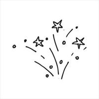 Vektorillustration im Doodle-Stil. festliches Feuerwerk, Feuerwerk. neujahr, weihnachten, unabhängigkeitstag. Explosionen und Sterne vektor