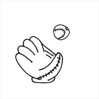 vektor illustration i doodle stil. baseboll. enkel ritning av handske och basebollboll