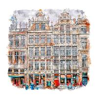 brüssel belgien aquarell skizze handgezeichnete illustration vektor