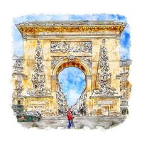 architektur paris frankreich aquarellskizze handgezeichnete illustration vektor