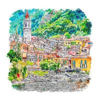 varenna lombardia italien aquarellskizze handgezeichnete illustration vektor