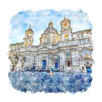 rom lazio italien aquarell skizze handgezeichnete illustration vektor