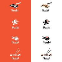 Sushi-Logo-Vorlage für japanisches Café mit Lachs-Sushi. geeignet für Firmenlogo, Druck, Digital, Symbol, Apps und andere Marketingmaterialzwecke. vektor