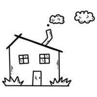 söta doodle hus. skiss illustration för hand. ritning med konturlinje. vektor