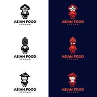 asiatisk mat logotyp mallar set. lämplig för företagslogotyp, tryck, digital, ikon, appar och annat marknadsföringsmaterial. vektor