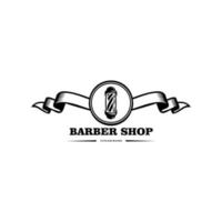 Logo für den Friseur, Schwarz-Weiß-Logo für einen Friseursalon, Retro-Druck für Friseursalons, T-Shirts, Typografie, Vektorgrafik-Vorlage vektor