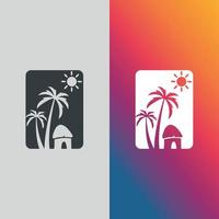 Sommer-Logo. Sonnenuntergang und Palme. sonnenuntergang sonne. die sonne und das meer, die zeichen der natur. Palme oder Sonnenaufgang vektor