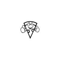 rolig pizza skiva. pizza ikon, emblem för snabbmatsrestaurang. vektor