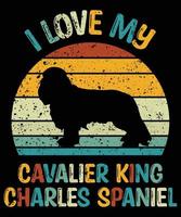 rolig cavalier king charles spaniel vintage retro solnedgång silhuett gåvor hund älskare hundägare viktig t-shirt vektor