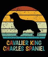 Sonnenuntergang-Silhouettegeschenke des lustigen unbekümmerten Königcharles Spaniels Vintager retro wesentlicher T - Shirt des Hundeliebhaber-Hundebesitzers vektor