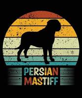 Sonnenuntergang-Silhouettegeschenke des lustigen persischen Mastiffs Vintager retro wesentlicher T - Shirt des Hundeliebhaber-Hundeinhabers vektor