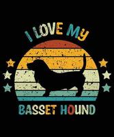 rolig basset hound vintage retro solnedgång silhuett gåvor hund älskare hundägare väsentlig t-shirt vektor