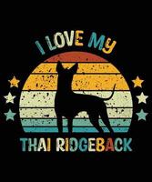 Sonnenuntergang-Silhouettegeschenkhundeliebhaber-Hundeinhaber-wesentlicher T - Shirt des lustigen thailändischen ridgeback Vintagen retro vektor