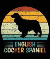 rolig engelsk cocker spaniel vintage retro solnedgång siluett gåvor hund älskare hundägare viktig t-shirt vektor