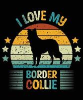 rolig border collie vintage retro solnedgång silhuett gåvor hund älskare hundägare viktig t-shirt vektor