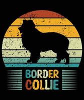 rolig border collie vintage retro solnedgång silhuett gåvor hund älskare hundägare viktig t-shirt vektor