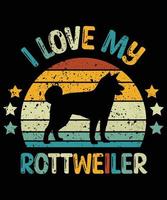 rolig rottweiler vintage retro solnedgång silhuett gåvor hund älskare hundägare väsentlig t-shirt vektor