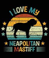 Sonnenuntergang-Silhouettegeschenke des lustigen neapolitanischen Mastiffs Vintager retro wesentlicher T - Shirt des Hundeliebhaber-Hundebesitzers vektor