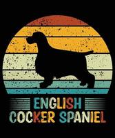 Sonnenuntergang-Silhouettegeschenke des lustigen englischen Cocker spaniels Vintager retro wesentlicher T - Shirt des Hundeliebhaber-Hundeinhabers vektor