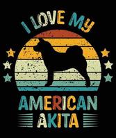 Sonnenuntergang-Silhouettegeschenke des lustigen Amerikaners Akita Vintager retro wesentlicher T - Shirt des Hundeliebhaber-Hundeinhabers vektor