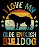 Sonnenuntergang-Silhouettegeschenkhundeliebhaber-Hundeinhaber-wesentlicher T - Shirt der lustigen olde englischen Bulldogge Vintager retro vektor