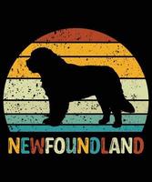 Sonnenuntergang-Silhouettegeschenke des lustigen Neufundlands Vintager retro wesentlicher T - Shirt des Hundeliebhaber-Hundeinhabers vektor