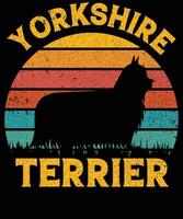 rolig yorkshire terrier vintage retro solnedgång silhuett gåvor hund älskare hundägare väsentlig t-shirt vektor