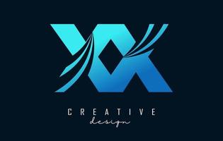 kreativa blå bokstäver xx x logotyp med ledande linjer och vägkonceptdesign. bokstäver med geometrisk design. vektor