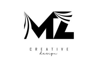 kreativa svarta bokstäver mz mz-logotyp med ledande linjer och vägkonceptdesign. bokstäver med geometrisk design. vektor