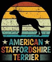 rolig amerikansk staffordshire terrier vintage retro solnedgång silhuett gåvor hund älskare hundägare viktig t-shirt vektor