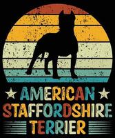 Sonnenuntergang-Silhouettegeschenke des lustigen amerikanischen Staffordshire-Terriers Vintager retro wesentlicher T - Shirt des Hundeliebhaber-Hundebesitzers vektor