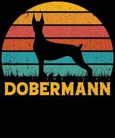 Sonnenuntergang-Silhouettegeschenke des lustigen Dobermanncorgi Vintagen Retro-wesentlichen T - Shirt des Hundeliebhaber-Hundebesitzers vektor