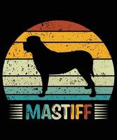 Sonnenuntergang-Silhouettegeschenke des lustigen Mastiffs Vintager retro wesentlicher T - Shirt des Hundeliebhaber-Hundebesitzers vektor