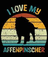 Sonnenuntergang-Silhouettegeschenke des lustigen Affenpinschers Vintager retro wesentlicher T - Shirt des Hundeliebhaber-Hundeinhabers vektor