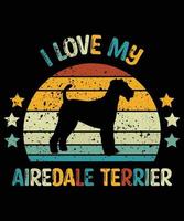 rolig airedale terrier vintage retro solnedgång silhuett gåvor hund älskare hundägare viktig t-shirt vektor