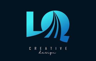 kreative blaue buchstaben lq lq logo mit führenden linien und straßenkonzeptdesign. Buchstaben mit geometrischem Design. vektor