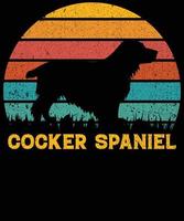 Sonnenuntergang-Silhouettegeschenke des lustigen Cockerspaniels Vintager retro wesentlicher T - Shirt des Hundeliebhaber-Hundebesitzers vektor