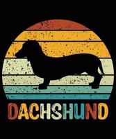 Sonnenuntergang-Silhouettegeschenkhundeliebhaber-Hundeinhaber-wesentlicher T - Shirt der lustigen Dackel Vintager retro vektor