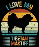 Sonnenuntergang-Silhouettegeschenke des lustigen tibetischen Mastiffs Vintager retro wesentlicher T - Shirt des Hundeliebhaber-Hundebesitzers vektor