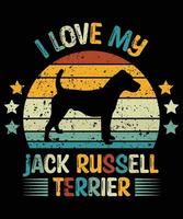 Sonnenuntergang-Silhouettegeschenke des lustigen Jack Russell-Terriers Vintager retro wesentlicher T - Shirt des Hundeliebhaber-Hundebesitzers vektor